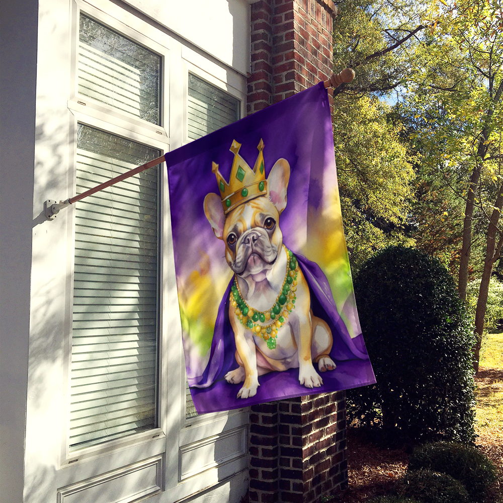 French Bulldog King of Mardi Gras House Flag 28 in x 40 in