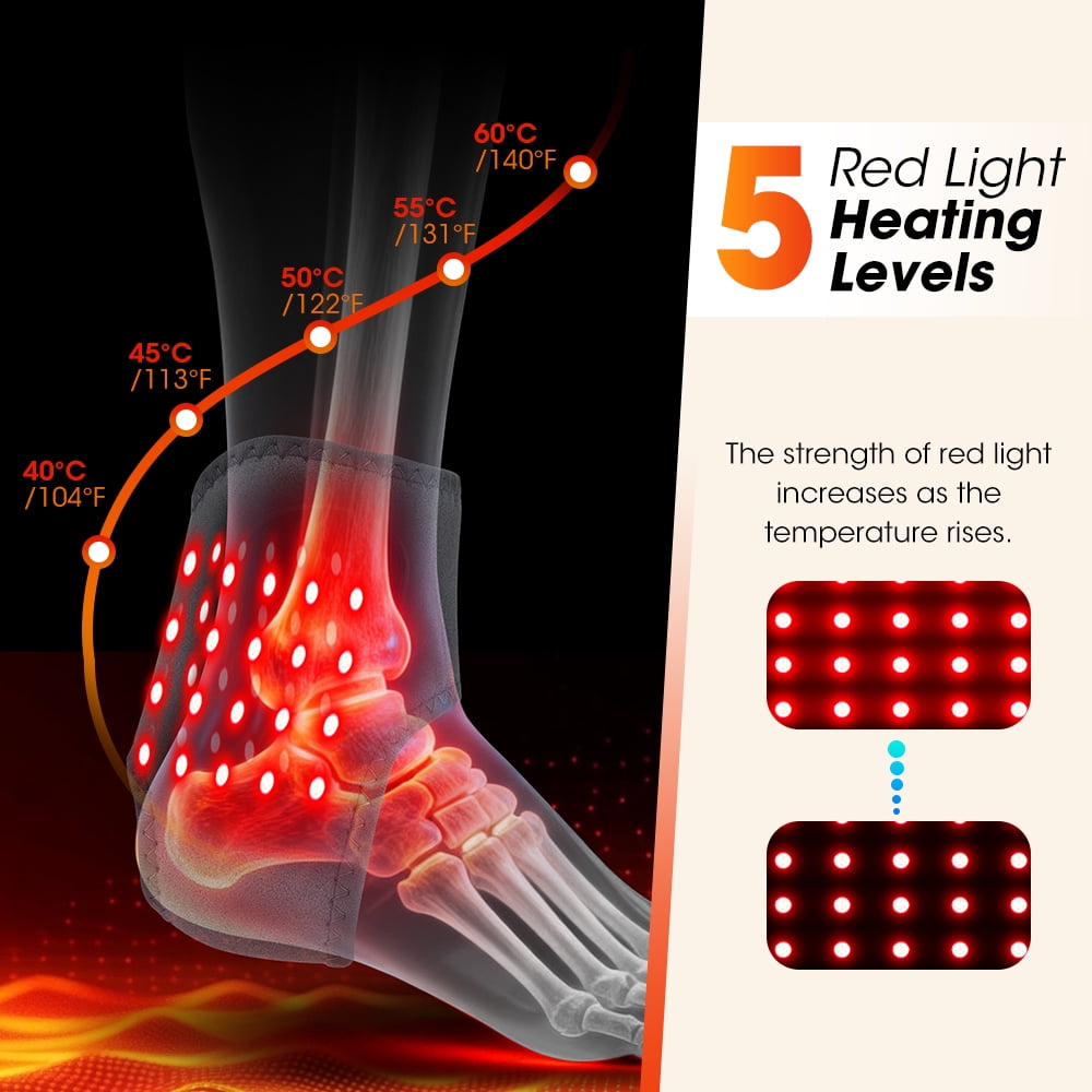 Cordless Ankle Heating Pad with Massage,Portable Heated Wrap Rechargeable Ankle Massager,5 Heat Levels & 3 Vibration Modes,USB Wearable Heated Ankle Brace Support for Foot Care,Home & Travel Use