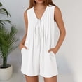thumbnail image 2 of TrendOFT Combinaison d'Été pour Femmes Décontractée Sans Manches à Lacets Jambe Droite avec Poches une Pièce Blanc G, 2 of 4