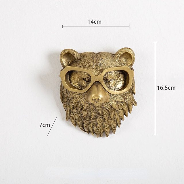 Colgante de Animal de resina de bronce antiguo, almacenamiento de pared de cabeza de ciervo, gancho para fondo, decoración para colgar en la pared, figuritas decorativas para sala de estar
