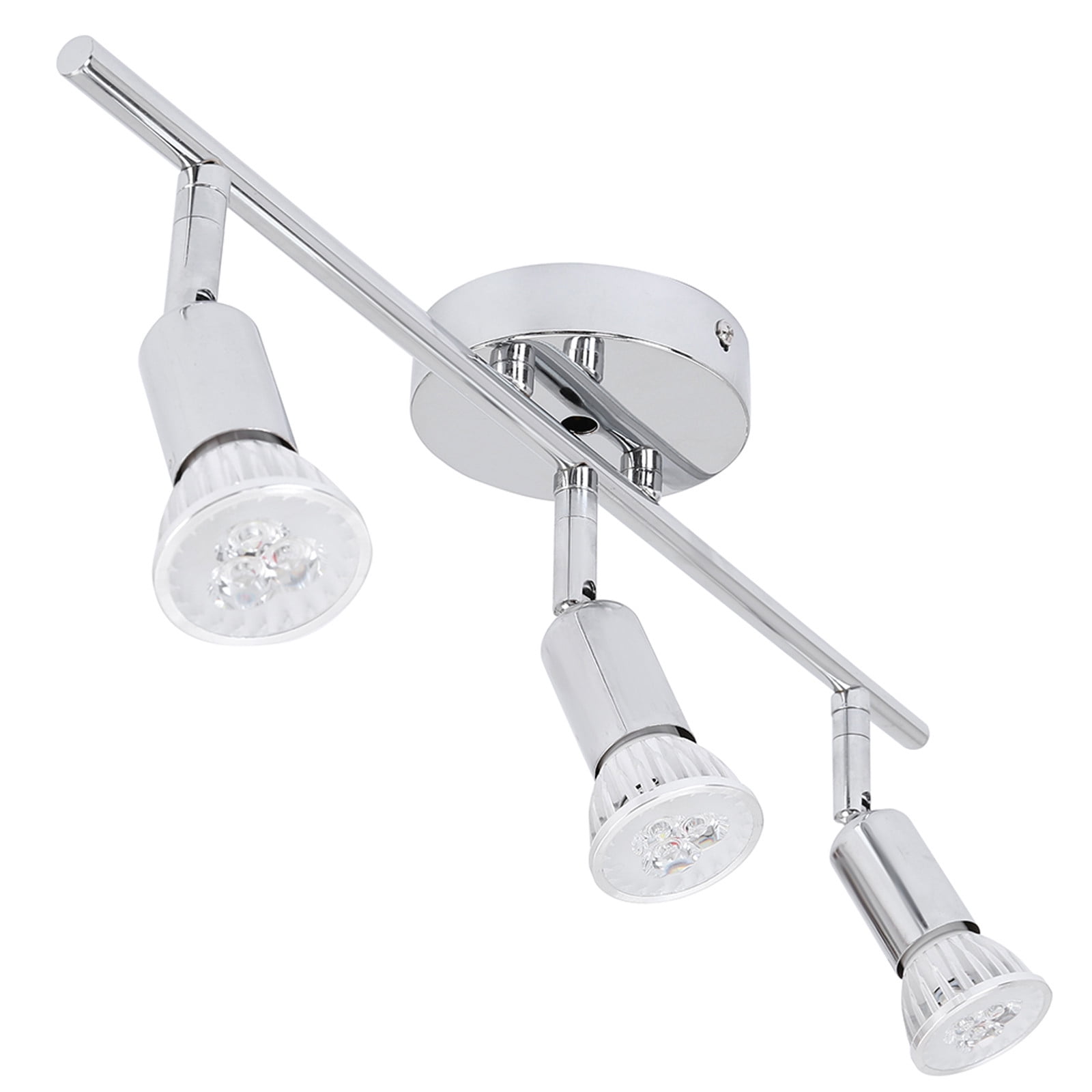 Augper Clearance Track Lighting Kit, 3 Head Foldable Ceiling Spot Light with GU10 Socket for Kitchen Hallyway Bedroom Fixture Directional Accent Lamp