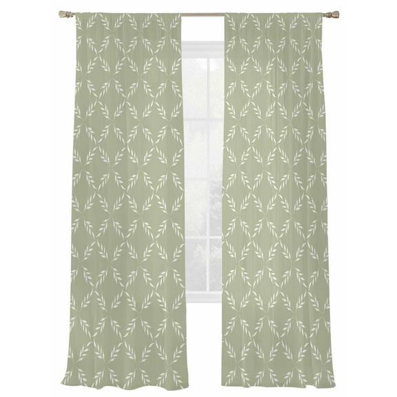 White Diamond Lattice Sheer Curtains 84 Inch Long 2 Panels, Green Retro Plaid Texture Light Filtering Rod Pocket Semi Sheer Curtains, Sheer Voile Drapes for Living Room Bedroom, 52"x84"
