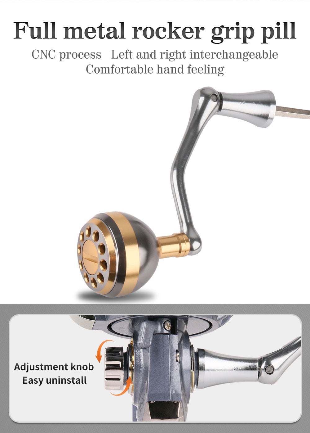 DEUKIO Spinning Fishing Reel AR2000-7000 Speed Ratio 5.2:1 Bearing 2BB Metal Spool Foldable Rocker Arm Fishing Tool