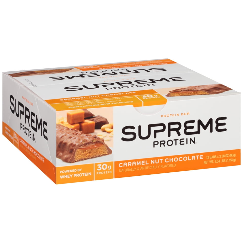 Supreme Protein 30g Protein Bar Caramel Nut Chocolate 3 38 Fl Oz Bar 12 Count Walmart