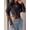 Black, variant on Women's Sexy Sheer Lace Short Sleeve Crop Top, Solid Color Lace Patchwork See-Through Sexy Bodysuit For Daily Wear, Dating, Single Party, Stage Performance, Spring/Summer Elegant