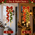 thumbnail image 5 of Diceymbol 9.84 in Bow and Bells Christmas Magic Spiral Hanging LED Light Collection, Warm LED Glow Vertical Holiday Decor for Porch Doorway Window Covered Patio, 5 of 10
