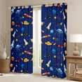 thumbnail image 2 of Homewish Blue Cartoon Spaceship Curtains Pack of 2 (42x84 Each) for Boy, Mystic Rocket Planet Curtains Blackout, Outer Space Theme Bedroom Curtains, Black Out Curtains Decor, 2 of 6