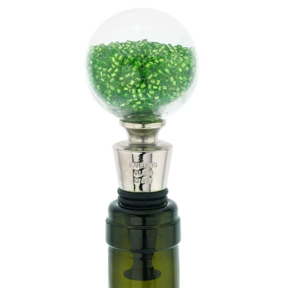 GlassOfVenice Murano Glass Sparkly Beads Bottle Stopper - Green