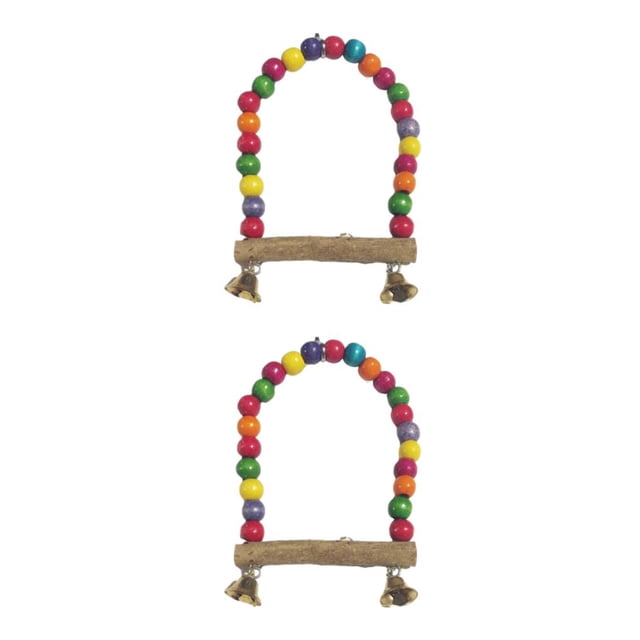 Guardoinrt Wide Application Wooden Bird Parrot Swing Toys For All Pets Easy To Durable Wood 2Set