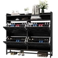 thumbnail image 3 of Uforic 4-Drawer Shoe Cabinet, Slim Farmhouse Shoe Storage for 24 Pairs, Narrow Entryway Organizer, Oak, 3 of 6