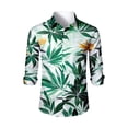 thumbnail image 3 of Kixjoy Hawaiian Shirt for Men Big and Tall Long Sleeve Button Down Shirts Stretch Beach Collared Loose Fit Shirts Lightweight Summer Beach Blouse for Men, Green 2XL, 3 of 4