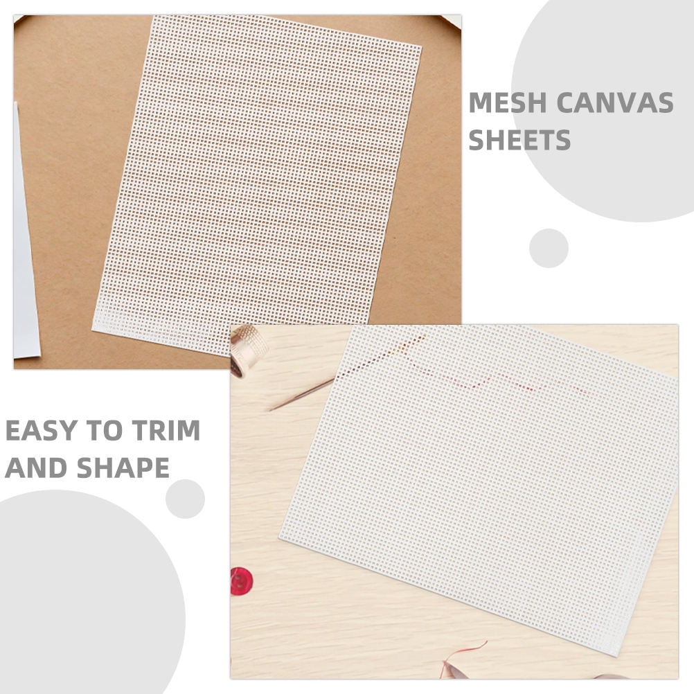 OUNONA 8Pcs Flexible White Plastic Mesh Canvas Sheets for Crafting Knit Crochet and Needlework