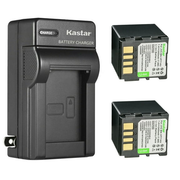 Kastar 2-Pack Battery and AC Wall Charger Replacement for JVC GR-D350AA GR-D350AC GR-D350AG GR-D350AH GR-D350E GR-D350EK GR-D350ER GR-D350EX GR-D350EZ, JVC BN-VF707 BN-VF714 BN-VF733