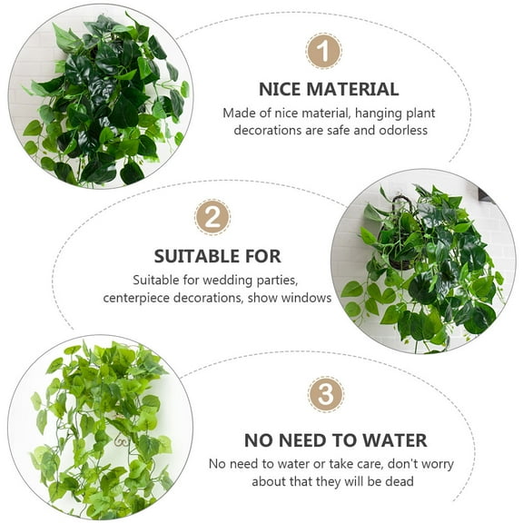 OFFIGAM 2Pcs Artificial Green Plant Wall Hanging Basket Decorative Plant Decor