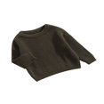 thumbnail image 2 of Infant Baby Girl Boy Knit Sweater Solid Color Oversized Crewneck Warm Pullover Sweatshrit Fall Winter Tops, 2 of 6