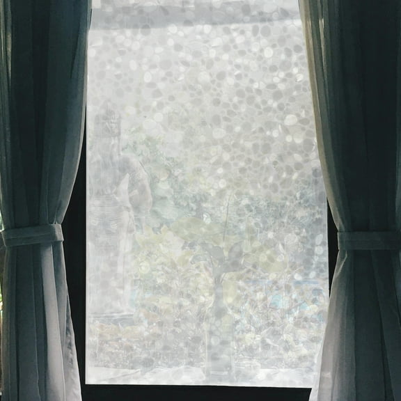 Unique Bargains Cobblestones Pattern Window Privacy Film No Glue Glass Window Sticker for Home 118.11"L x 17.72"W Clear