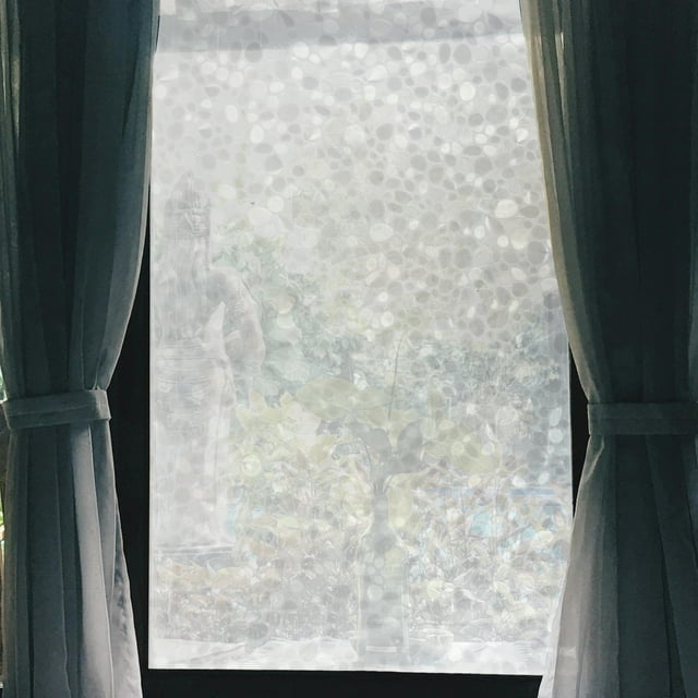 Película de privacidad para ventanas con patrón de adoquines Unique Bargains, sin pegamento, adhesivo para ventanas de vidrio para el hogar, 118.11"L x 17.72"W, transparente