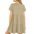 thumbnail image 5 of SMihono Womens Summer Casual Dresses 2025 Short Sleeve V-Neck Tshirt Dress Flowy Babydoll Dress Swing Shift Loose Mini Tunic Dress Khaki L, 5 of 8