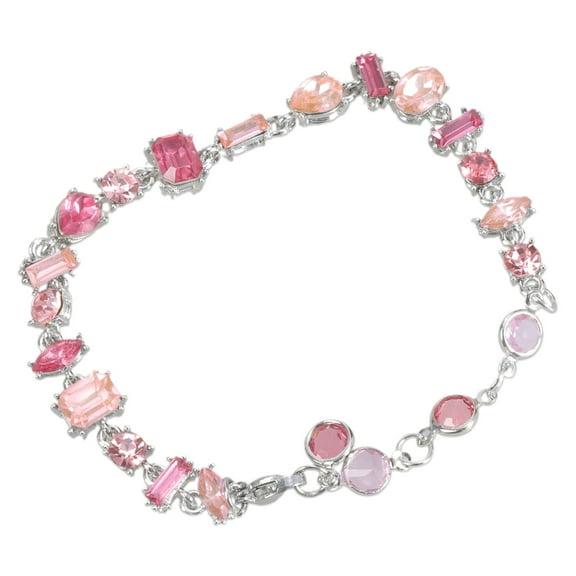 Elegant Sweet Pink Crystal Bangle Simple Rhinestone Beads Bracelets Wristband