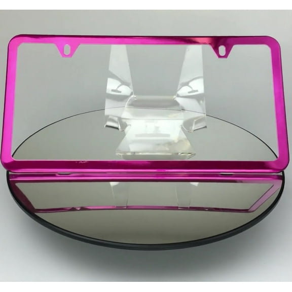 Slim 2 Holes Style Powder Coated Candy Pink Stainless Steel License Plate Frame