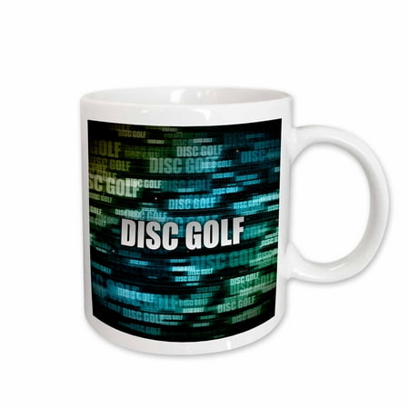 

3dRose Disc Golf - colorful graphic design of disc golf text in space Ceramic Mug 11-ounce