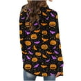 thumbnail image 5 of Ounisa Women Halloween Cardigan Bat Pumpkin Graphic Shirt Knitting Long Sleeve Open Front Outwear Knitted Sweaters Coat Thanksgiving Top, 5 of 6