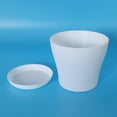 thumbnail image 2 of 3X Plastic Plant Flower Pot Planter With Saucer Tray Round Gloss Home Garden Decor, White Upper -, 14cm, 2 of 8