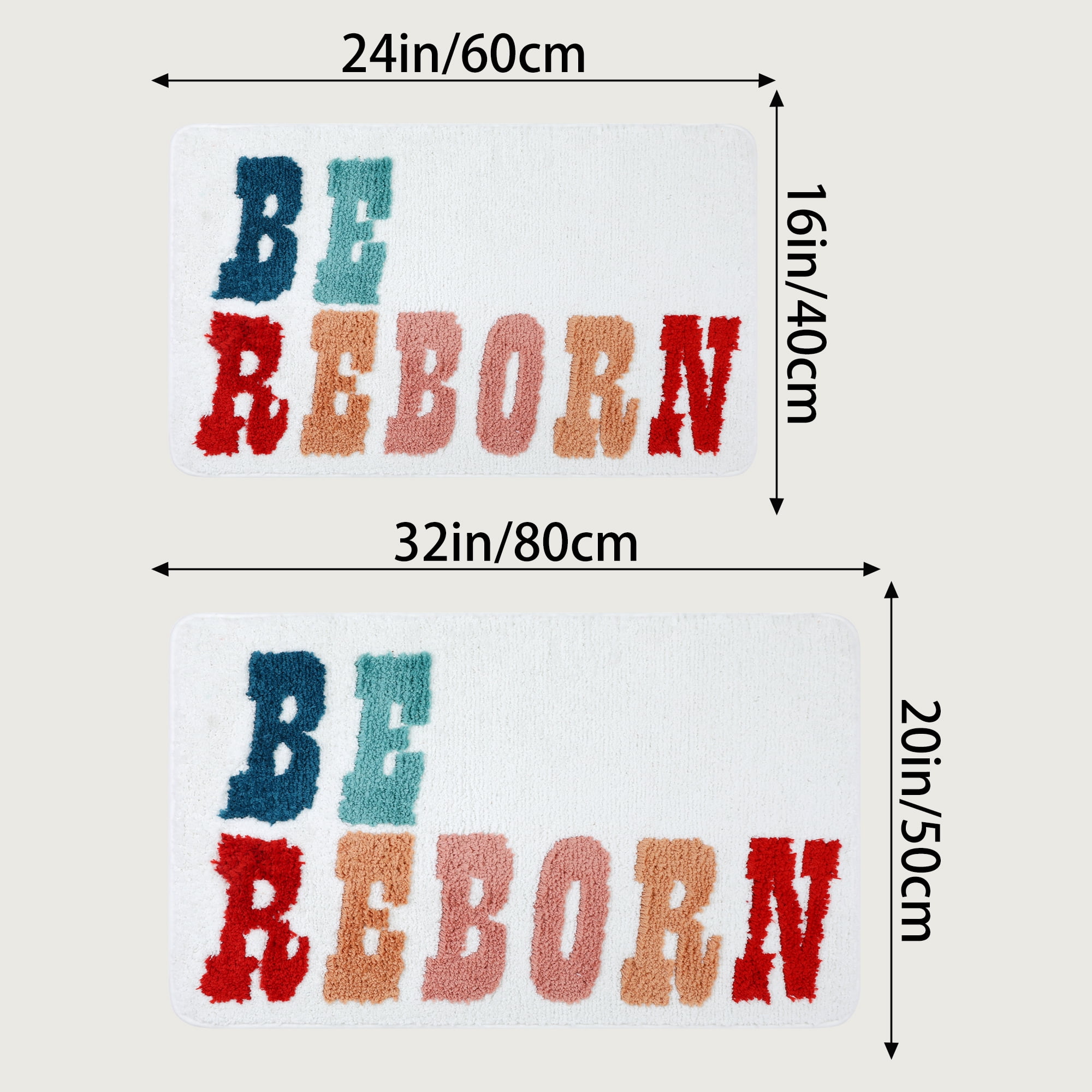 Unique Bargains Cute Letter Pattern Non-Slip Bath Rugs Soft Bath Floor Rug Beige 16" x 24"