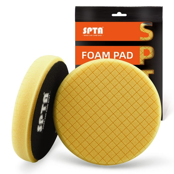 SPTA 1Pc Yellow Medium Cut Foam Pad, Buffing Polishing Pad, 5.5 Inch Face for 5 Inch 125mm Backing Plate Compound Buffing Sponge Pads for Car Buffer Polisher Compounding, Polishing and Waxing