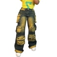 thumbnail image 6 of TFEOQRY Womens Tie Dye Cargo Jeans with Pockets Distressed Washed Baggy Y2K Causal Pants for Daily Streetwear Wear, 6 of 6