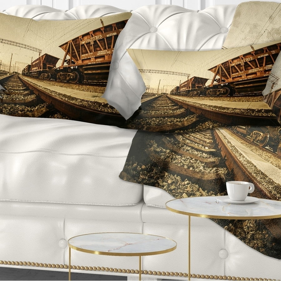 Insert Printed On Both Side in x 26 in Designart CU9349-26-26 Railway Tracks in Ukraine Landscape Photo Cushion Cover for Living Room Sofa Throw Pillow 26 in