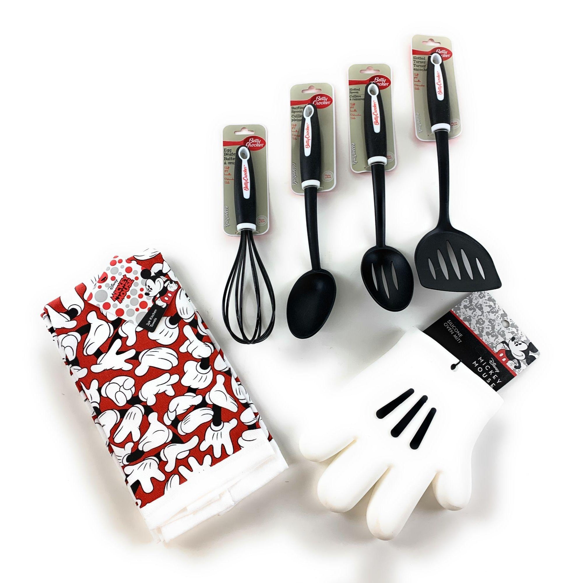 Disney Kitchen Gift Set! Oven Mitts + Potholder + Towel + Cooking Tools!  Minnie Mouse Set with Gift Box! 