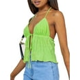 thumbnail image 4 of Women Halterneck Crop Tops Summer Solid Color Bandage Open Front Backless Sleeveless Tops Streetwear, 4 of 6