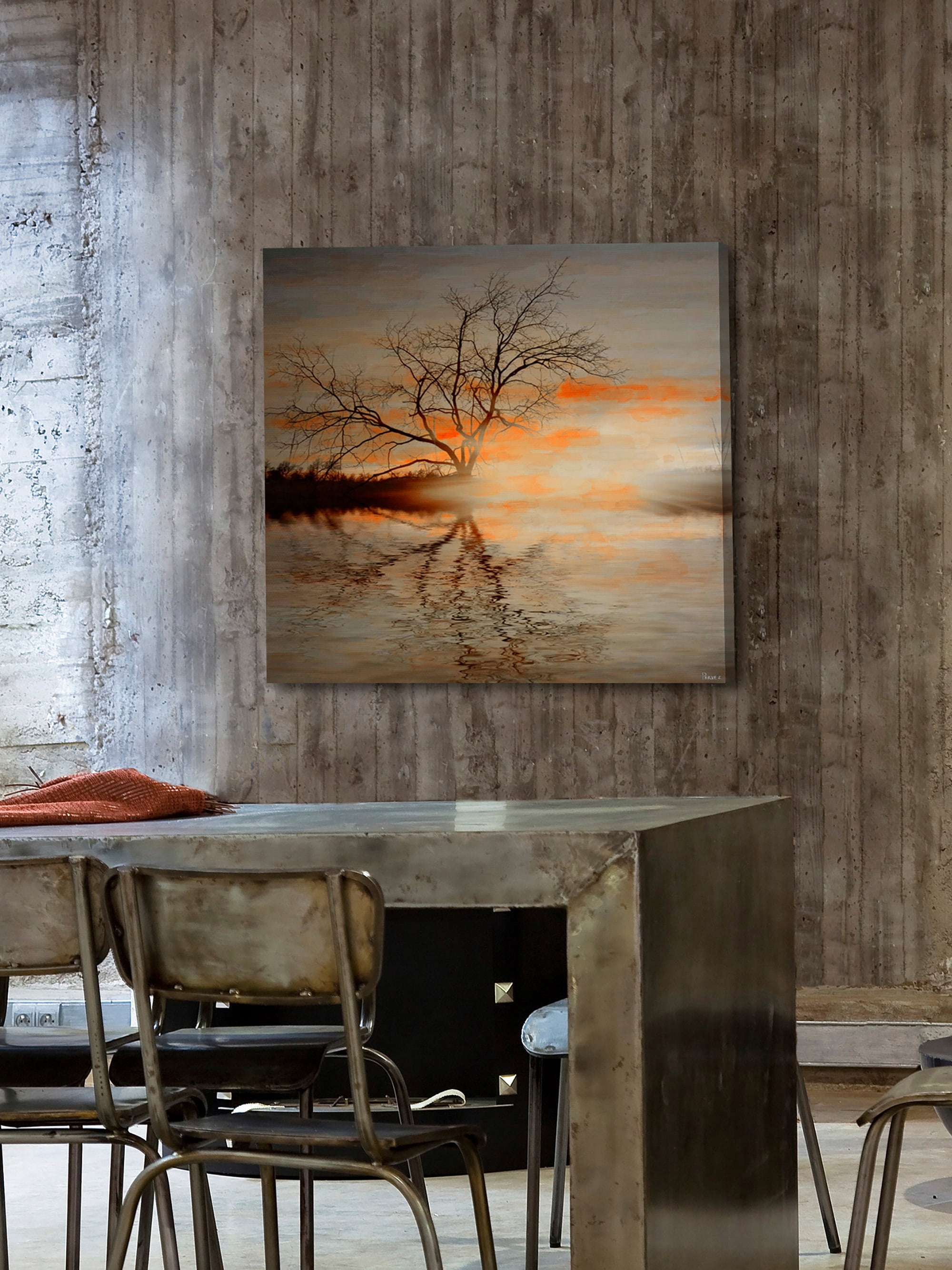 Parvez Taj Red Leafs B Canvas Wall Art
