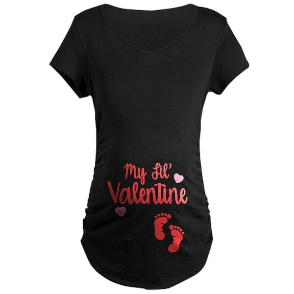 CafePress - My Lil' Valentine Maternity Dark T Shirt - Maternity Dark T-Shirt