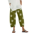 thumbnail image 1 of FASHIONWT Women Dandelion Graphic Thin Summer Cotton Linen Capri Pants, 1 of 4
