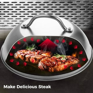 Frying pan covers, Cheese Melting Dome Universal Stainless Steel Burger  Cover Round Pot Lids Cover for Burgers Barbecue, Cooking Steaks Kitchen 20cm