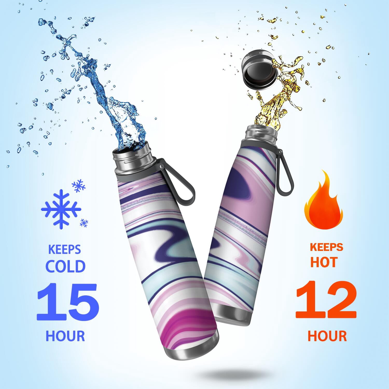 29oz Insulated Water Bottle with Tea Infuser, Stainless Steel Travel Mug, Liquid & Marble Print