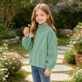thumbnail image 4 of Mitankcoo Girls Mock Neck Ribbed Top Kids Loose Long Sleeve Pullover Sweatshirt for Fall Winter Casual Daily Outfits 4-15Y, 4 of 8