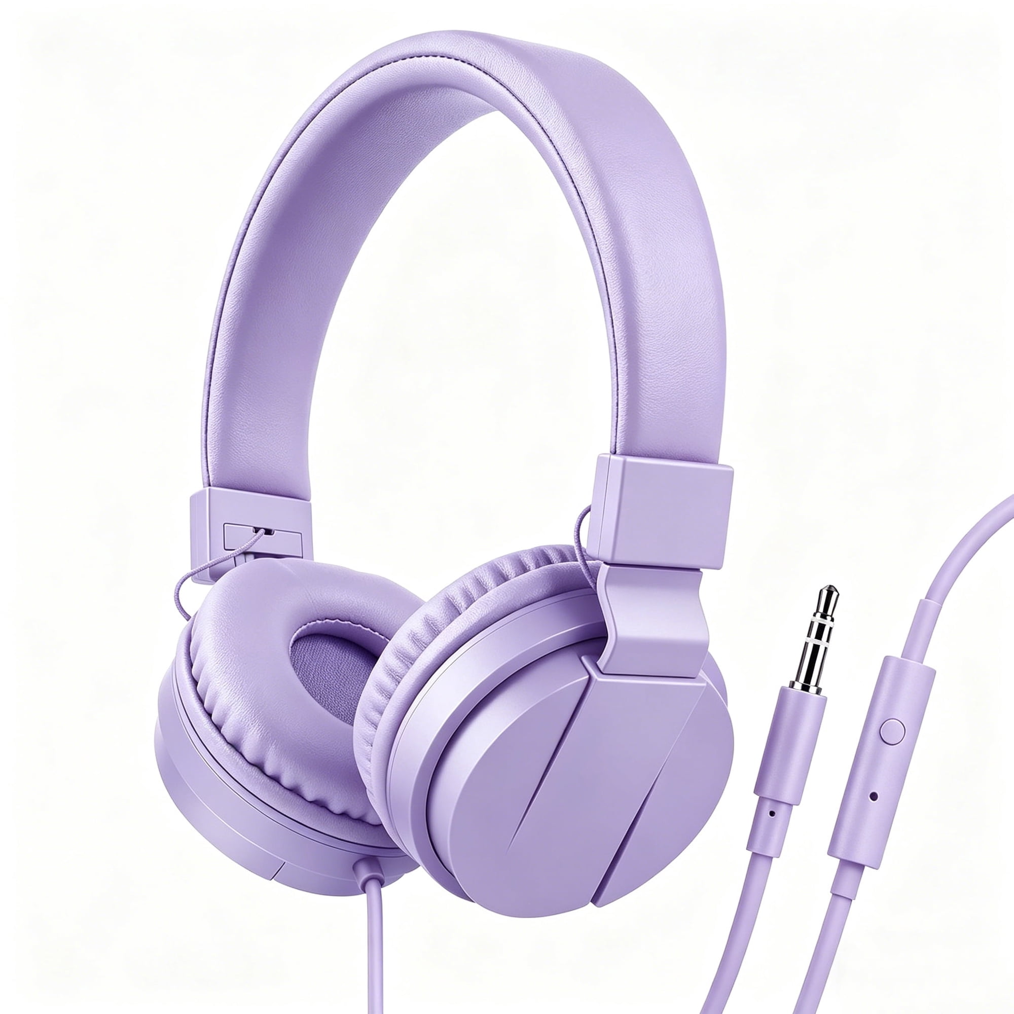 Kids Headphones, Ear Headphones for Kids, Wired Headphones with Microphone, Adjustable over Ear Headphones for Kids, Girls, Boys, Children, Cord 3.5mm Jack Wired for School Tablet (Purple)