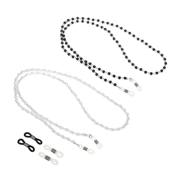 Uxcell Eyeglass Chains for Women, 2Pcs Stylish Glasses Chain Sunglass Strap Glasses Beaded String, White, Black
