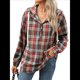 thumbnail image 2 of Sudadera con Capucha y Estampado A Cuadros para Mujer, Sudaderas Extragrandes, Camisetas de Larga, Corte Holgado Café M, 2 of 9