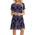 thumbnail image 2 of Vestido suelto de manga corta suelto informal liso para mujer Vestido estampado floral estampado clásico Fridja qw1605, 2 of 8