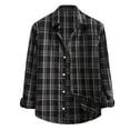 thumbnail image 2 of Mens Plaid Shirt Long Sleeve Casual Fashion Collar Regular Fit Plaid Shirt Lightweight Versatile Spring Flannel Classic Basic Blouse With Pocket Black M, 2 of 4