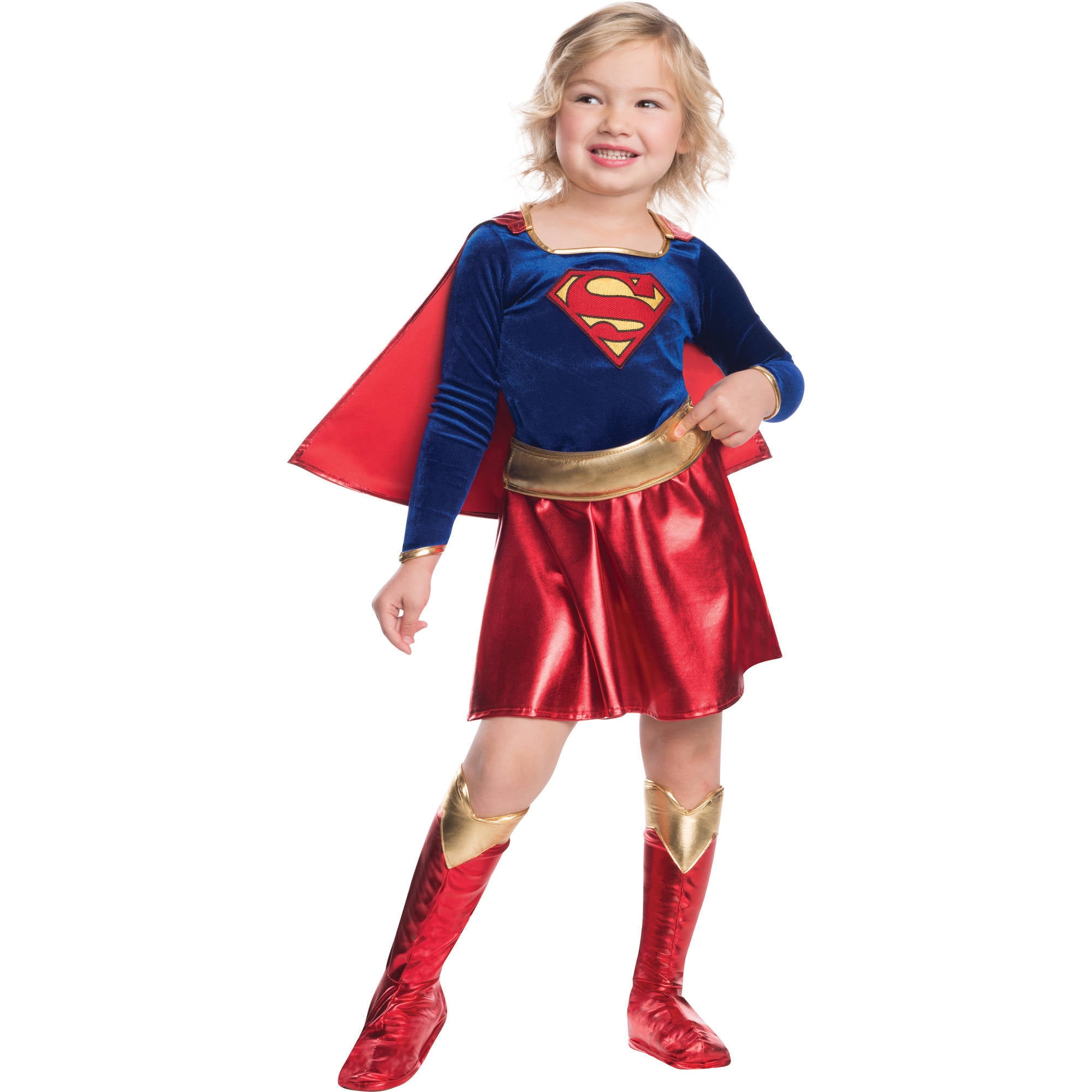 Supergirl Child Velvet Deluxe Dress Halloween Costume - Walmart.com