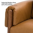 thumbnail image 4 of Faux Leather Accent Chair Removable Backrest Upholstered Arm Cushion PU Chairs Solid Wood Legs Reading Lounge Sofa Bedroom Camel, 4 of 7