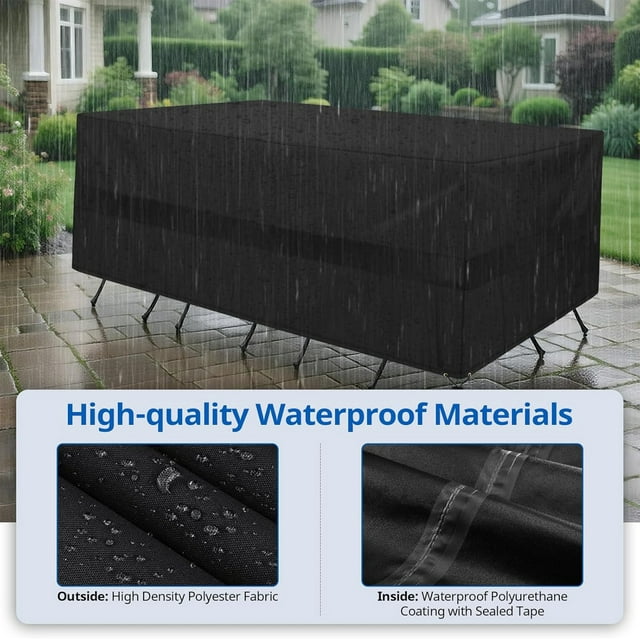 Kieccall Outdoor Patio Table and Chair Cover Set, Water-Resistant Fade & Wind-Proof Square Furniture Protector for All-Season Use