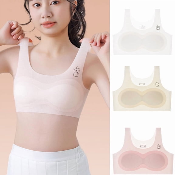 SHenli Girls Training Bra Kids Strappy Back Scoop Neck Bras Yoga Running Dance Sports Bras 5-14 Years