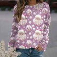 thumbnail image 2 of Darzheoy Christmas Womens Tops Drop Shoulder Pullover Fall Winter Solid Color Graphic Sweatshirts Comfortable Round Neck Long Sleeve Fashion Printed Loose Hoodless Blouses, 2 of 4