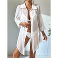 thumbnail image 6 of Prettady Womens Modern Swimsuit Cover Up Blouse Button Down Shirt Dresses Tops White L, 6 of 8